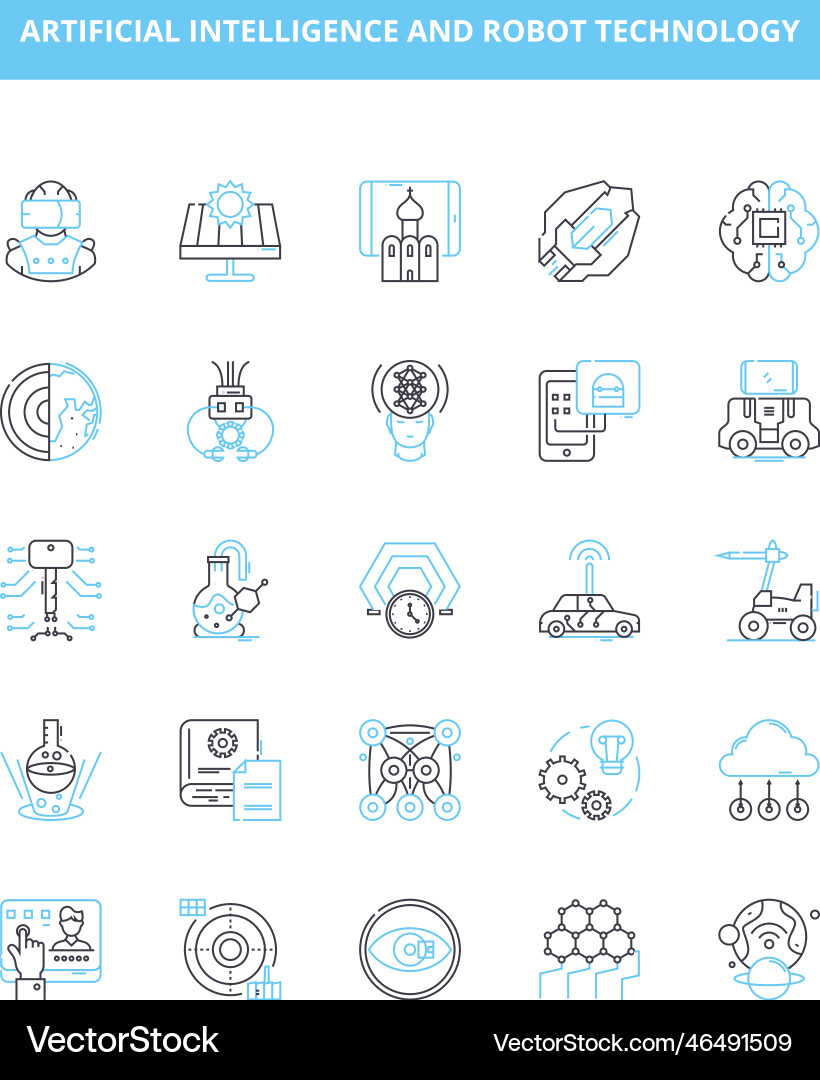 Artificial intelligence and robot technology Artificial intelligence and robot technology vector image