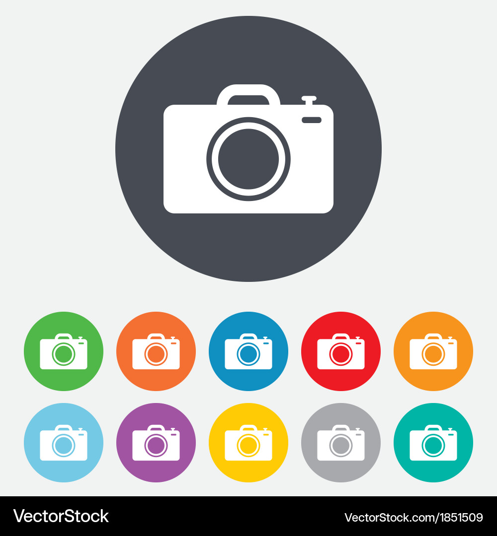 Camera Icon - Round Button Style vector image