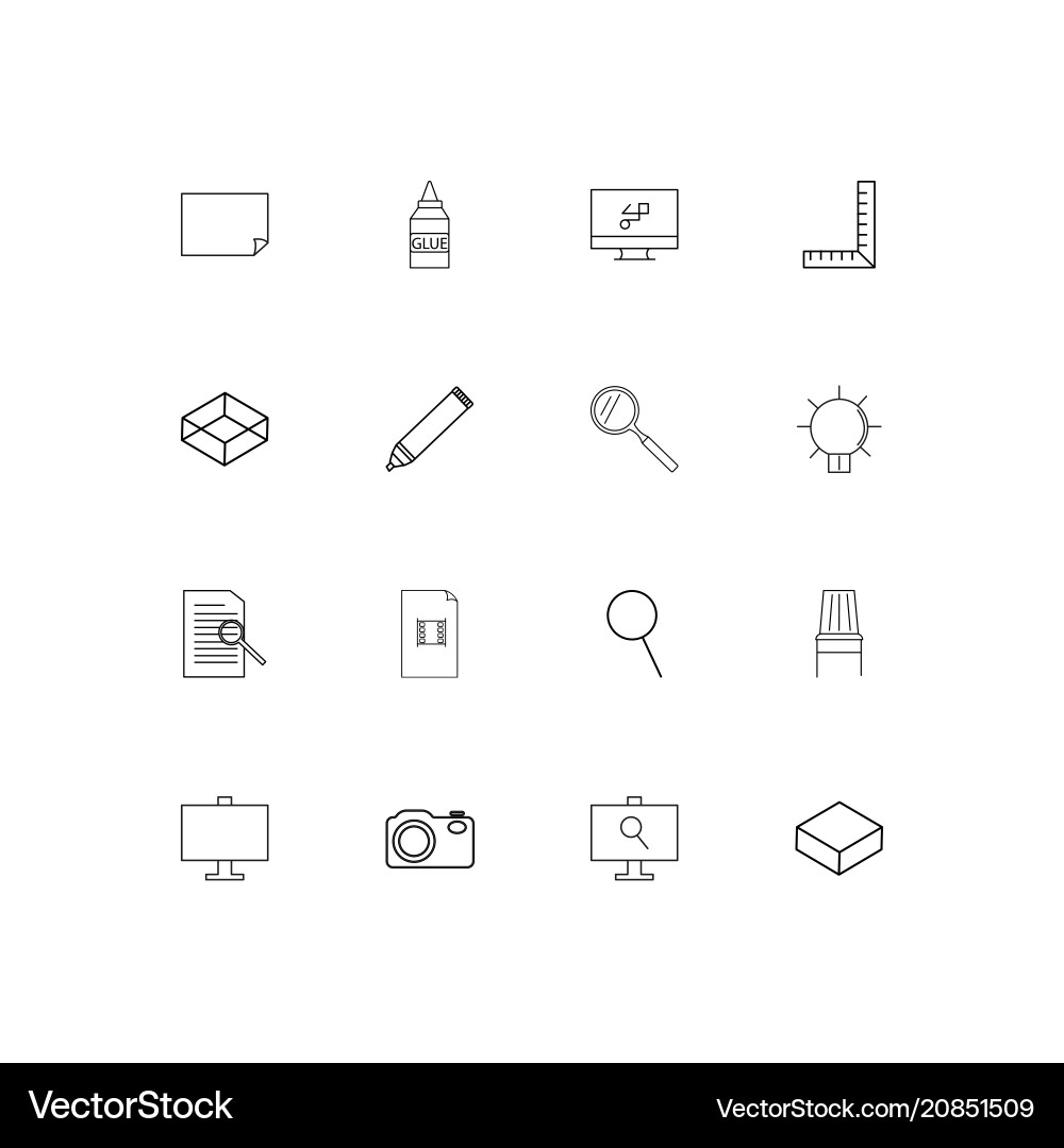 Creative process and design linear thin icons set vector image