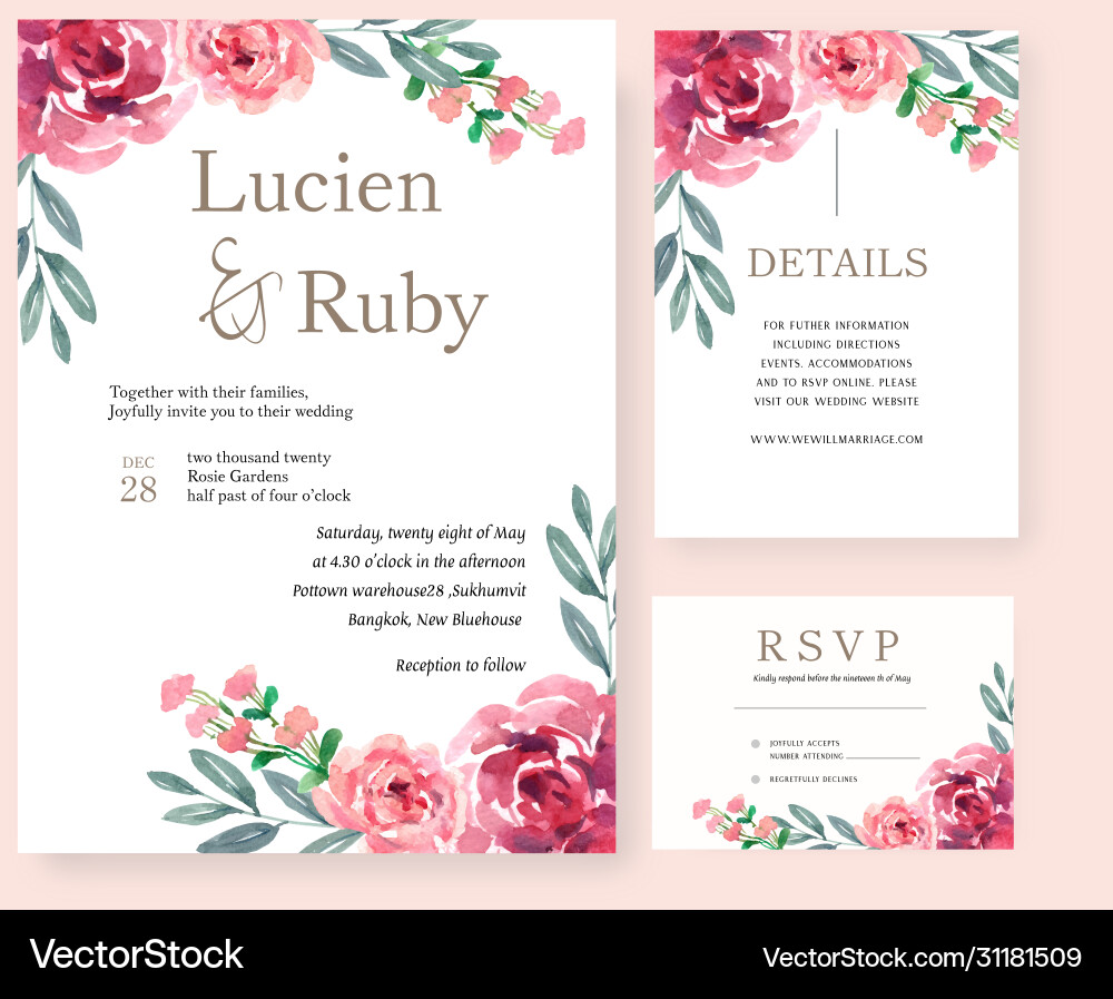 Floral Wedding Invitation - Garden Theme vector image