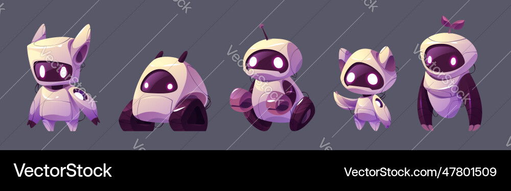 Futuristic Robot Character Set vector image