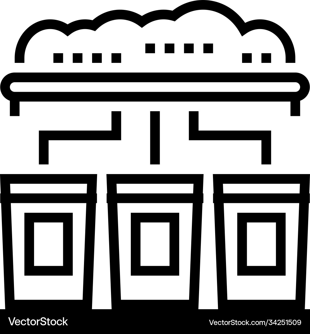 Garbage sorting machine line icon Garbage sorting machine line icon vector image