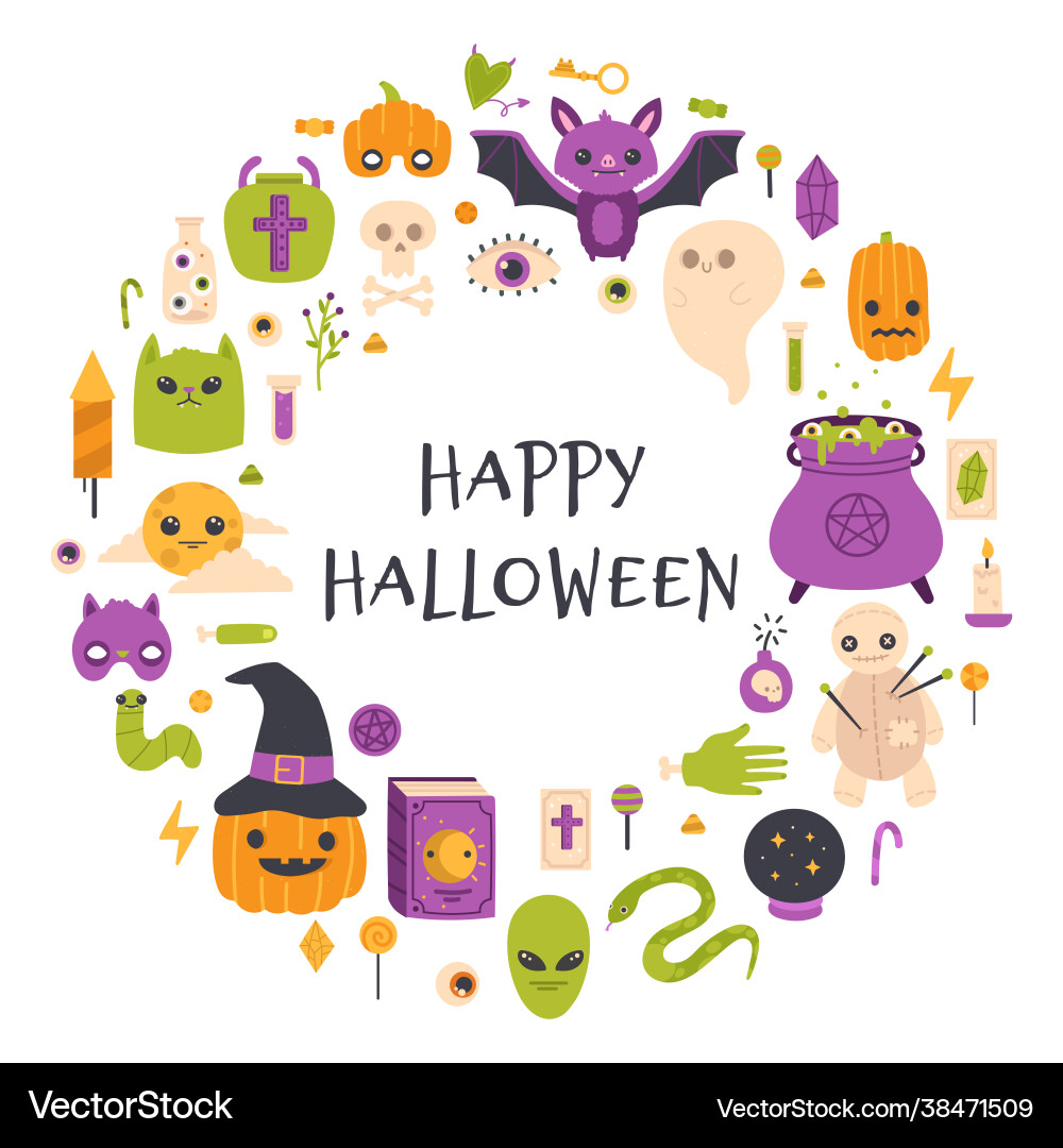 Happy halloween card autumn pumpkin Vector Image