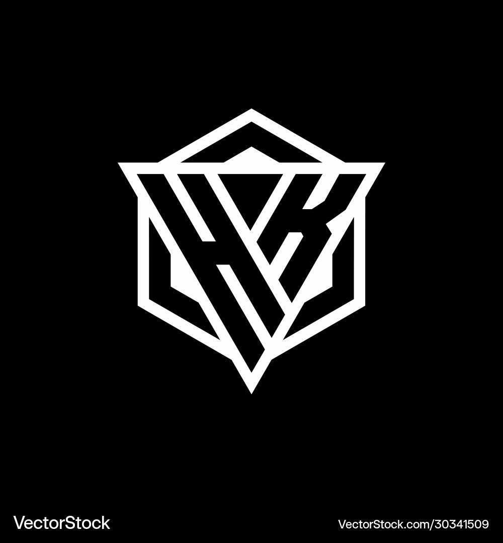 Hk logo monogram with triangle and hexagon shape Vector Image