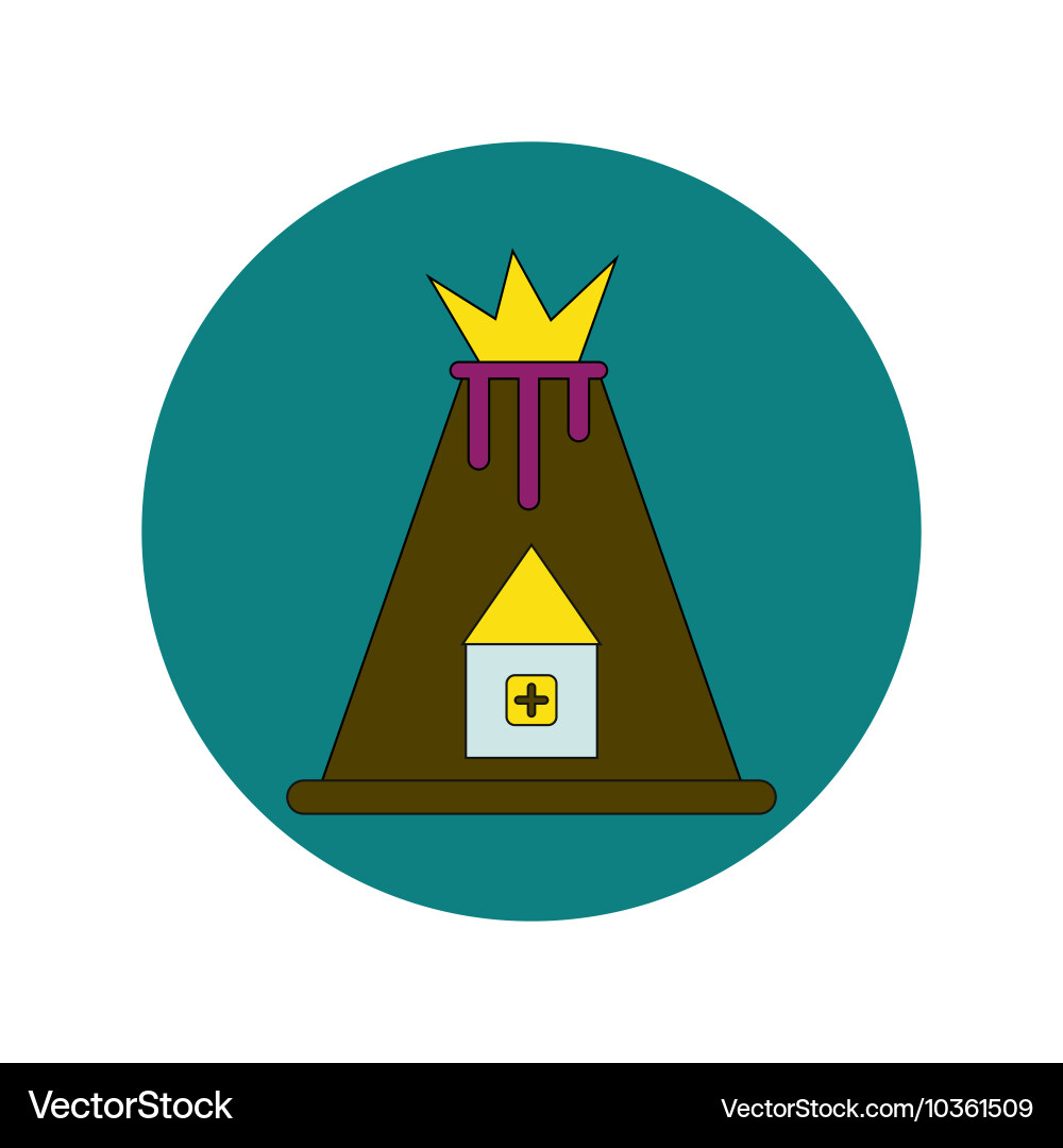 In flat design of volcano vector image