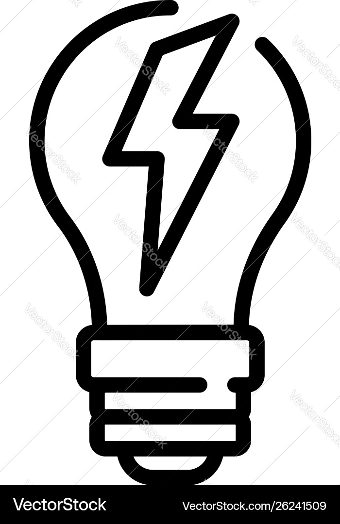 Light bulb with lightning icon outline style Light bulb with lightning icon outline style vector image