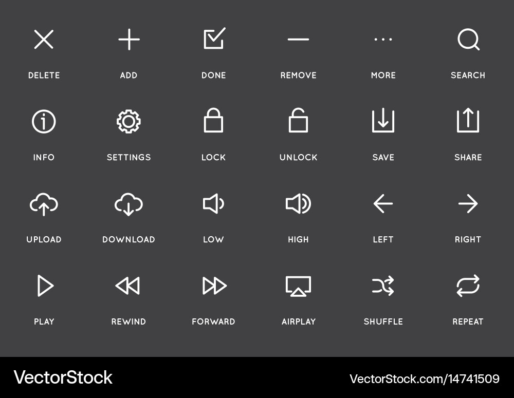 Minimal UI Icon Set - System Icons vector image