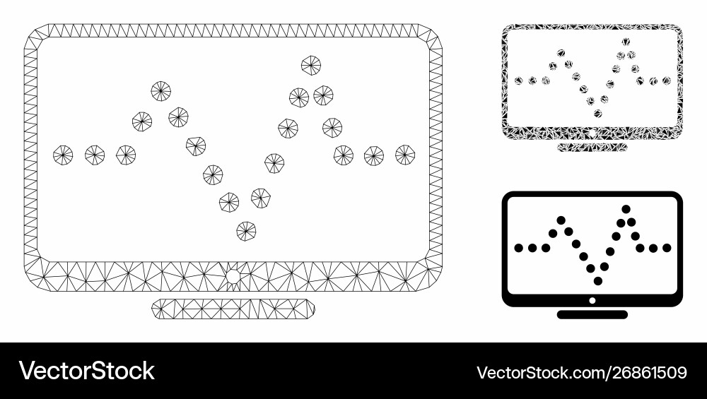 Pulse chart mesh wire frame model Pulse chart mesh wire frame model vector image