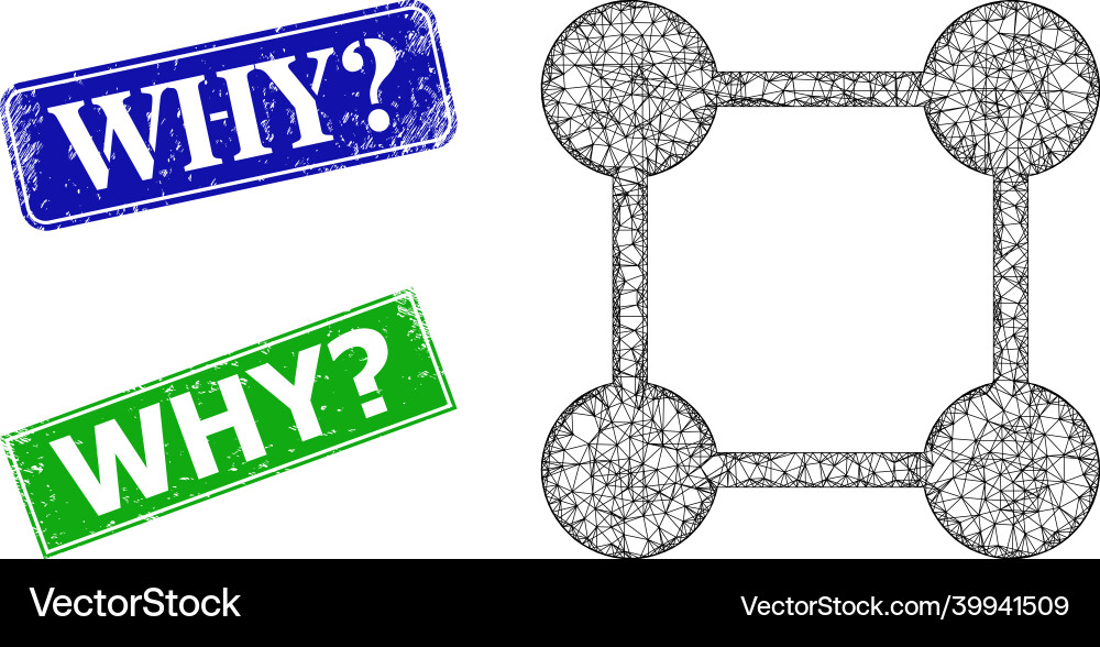 Scratched why query stamp seals and triangle mesh Vector Image