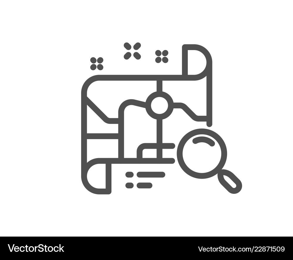 Search map line icon find location address sign vector image