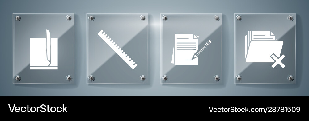 Set delete folder blank notebook and pencil Set delete folder blank notebook and pencil Vector Image