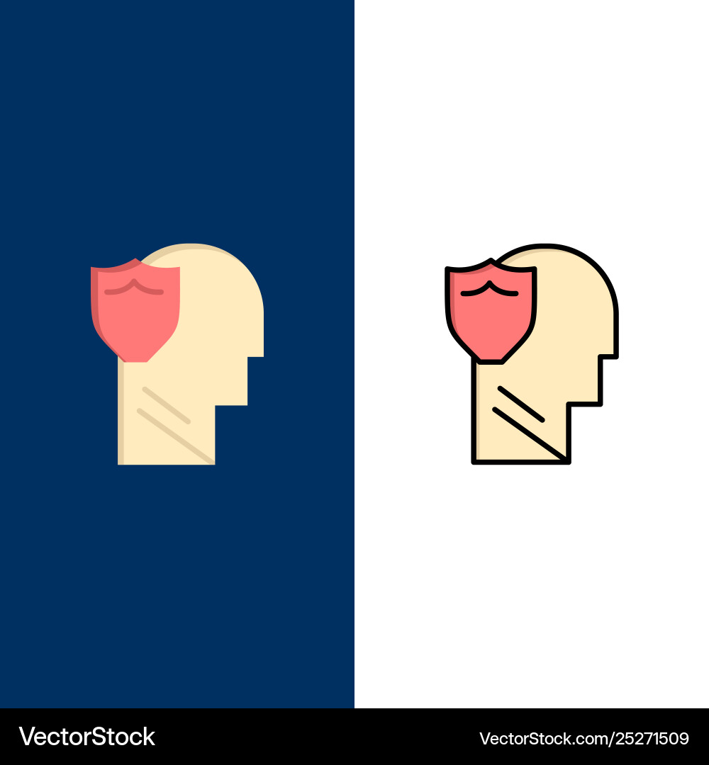 Shield secure male user data icons flat and line vector image