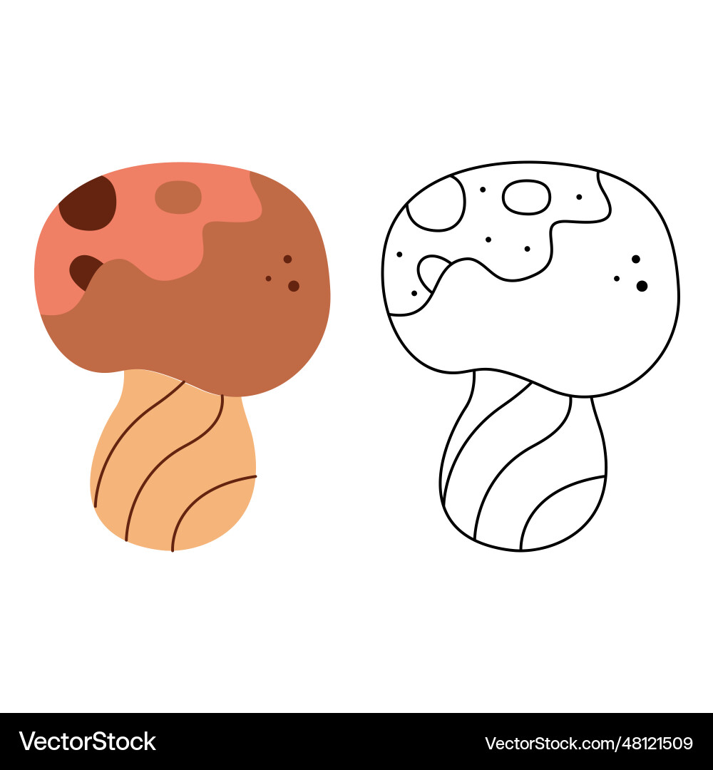 Small set with two abstract mushrooms doodle Vector Image
