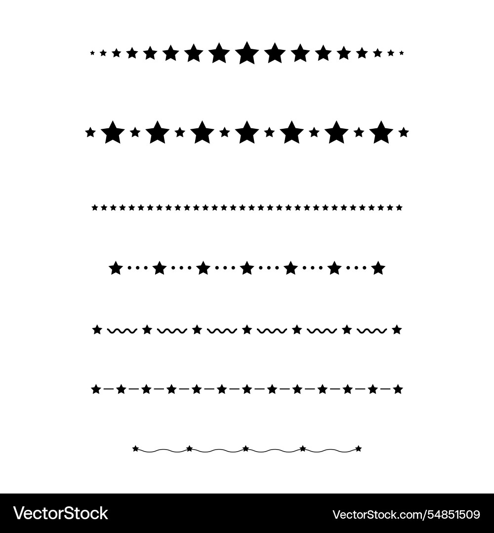 Star divider border frame horizontal line shape Star divider border frame horizontal line shape vector image