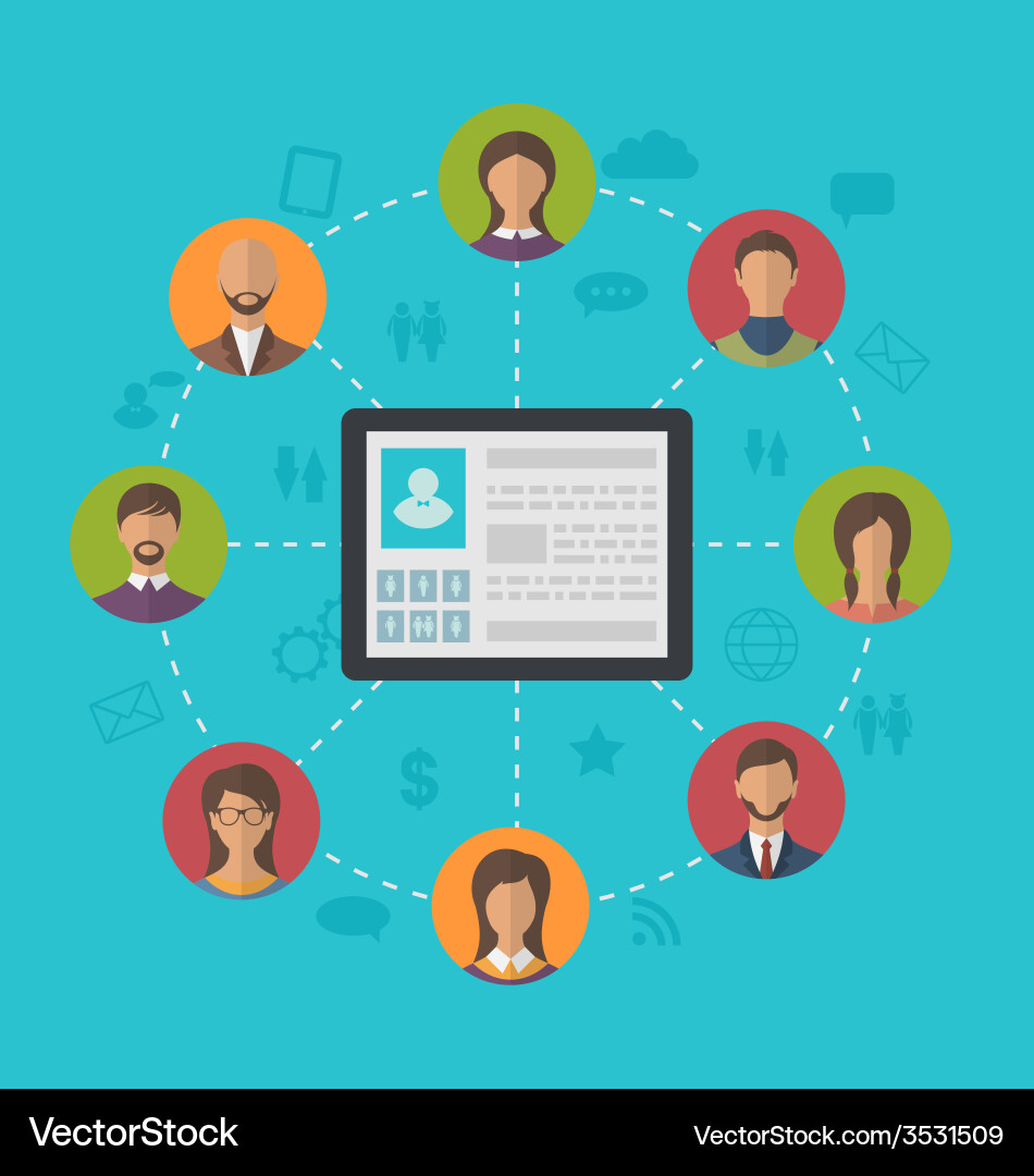 Tablet computer with profile page social network Vector Image