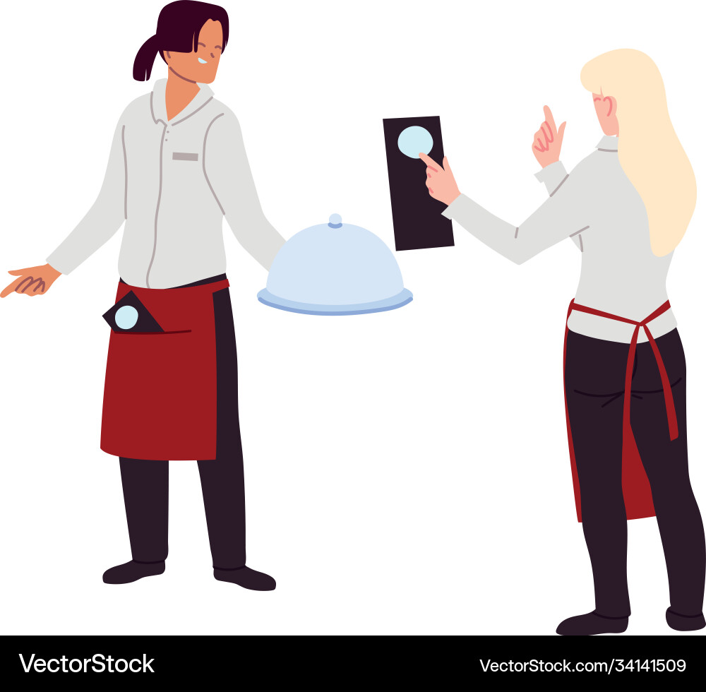 Waitress and waiter in uniform restaurant – Royalty-Free Vector |  VectorStock, image size:1000x980