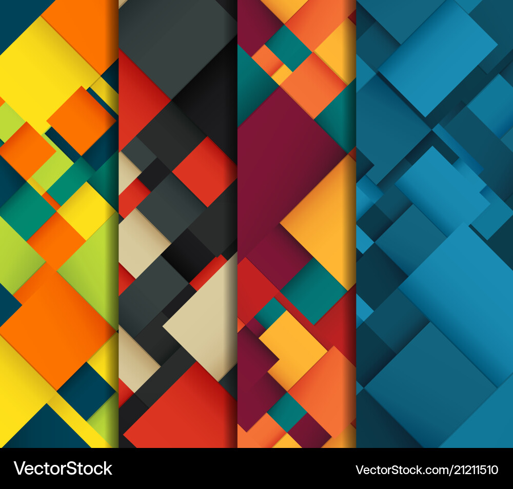 Abstract background set with colorful squares Vector Image