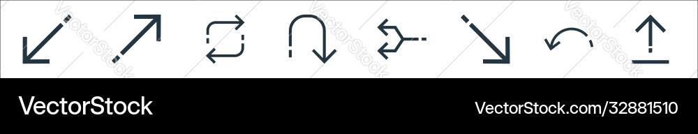 Arrows line icons linear set quality Arrows line icons linear set quality vector image