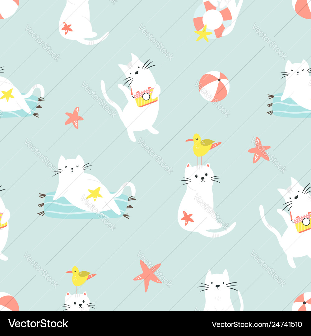Bright seamless pattern with funny cats Bright seamless pattern with funny cats vector image