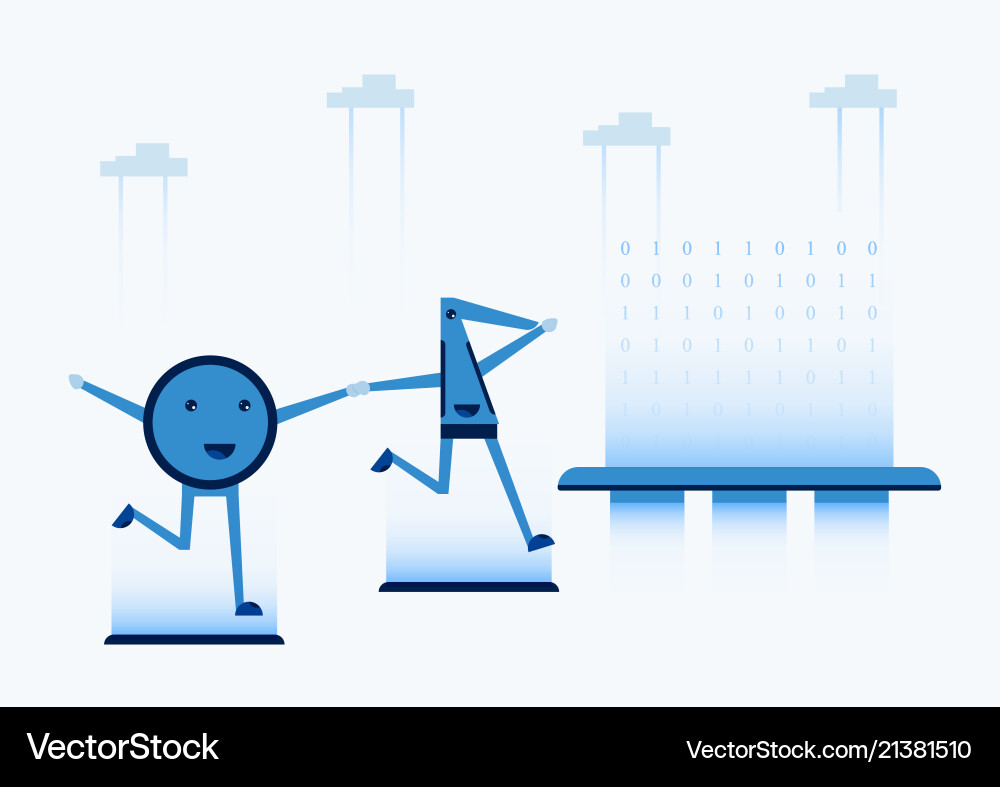 Character design in concept of quantum computing Vector Image
