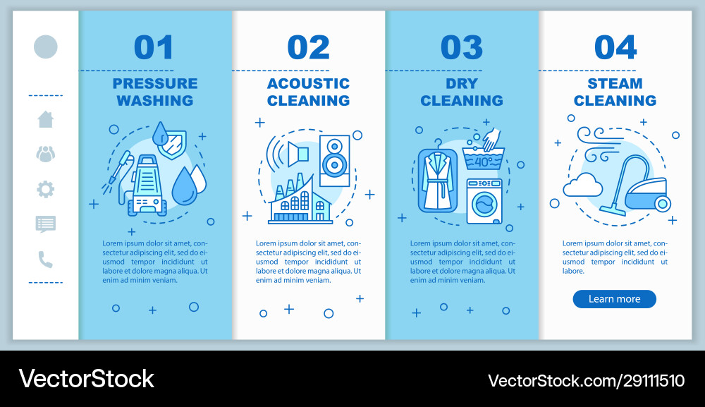 Cleaning methods onboarding mobile web pages Cleaning methods onboarding mobile web pages vector image