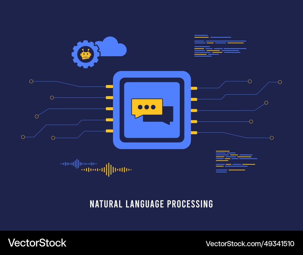 Cognitive computing with nlp technology concept Cognitive computing with nlp technology concept vector image