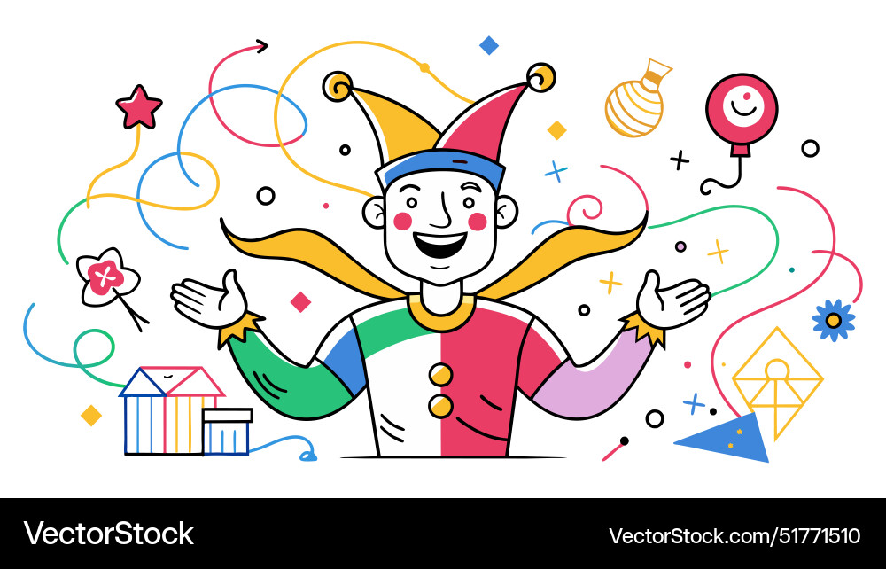 Fools day with random shape line drawing isolated Vector Image