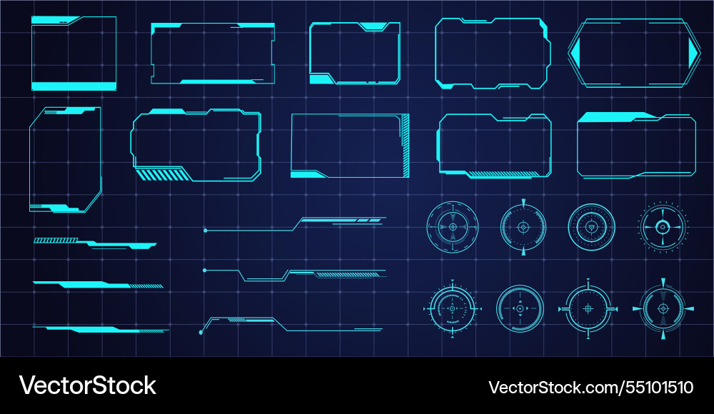 Futuristic hud frames borders text box game menu Futuristic hud frames borders text box game menu vector image