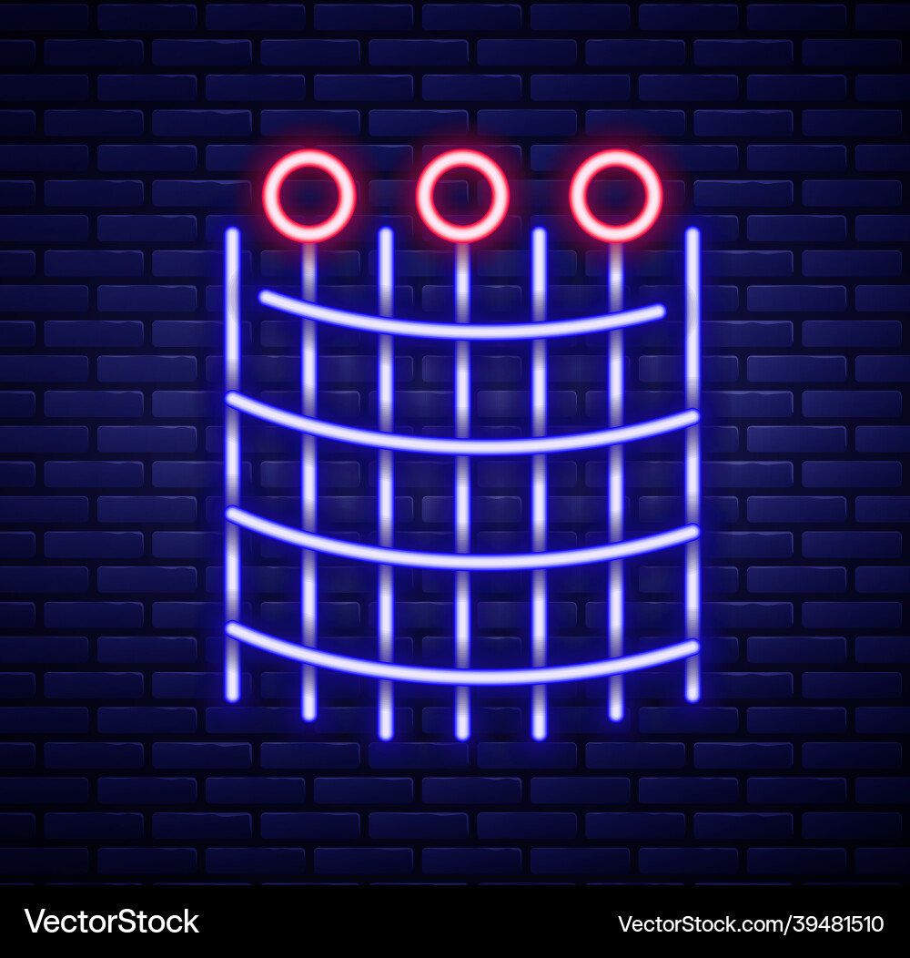 Glowing neon line fishing net pattern icon vector image