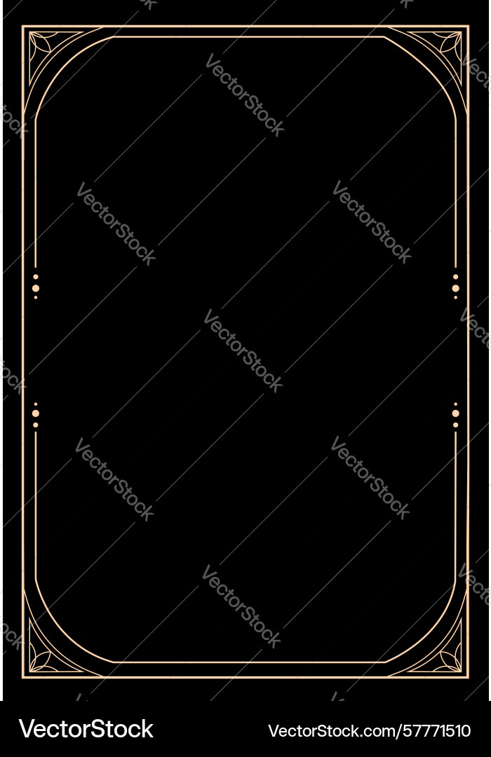 Gold rectangular frame boho style on black Gold rectangular frame boho style on black Vector Image