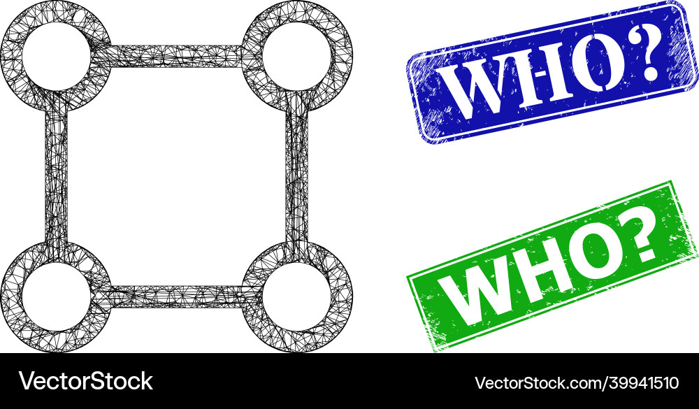 Grunged who query imprints and triangular mesh Grunged who query imprints and triangular mesh vector image