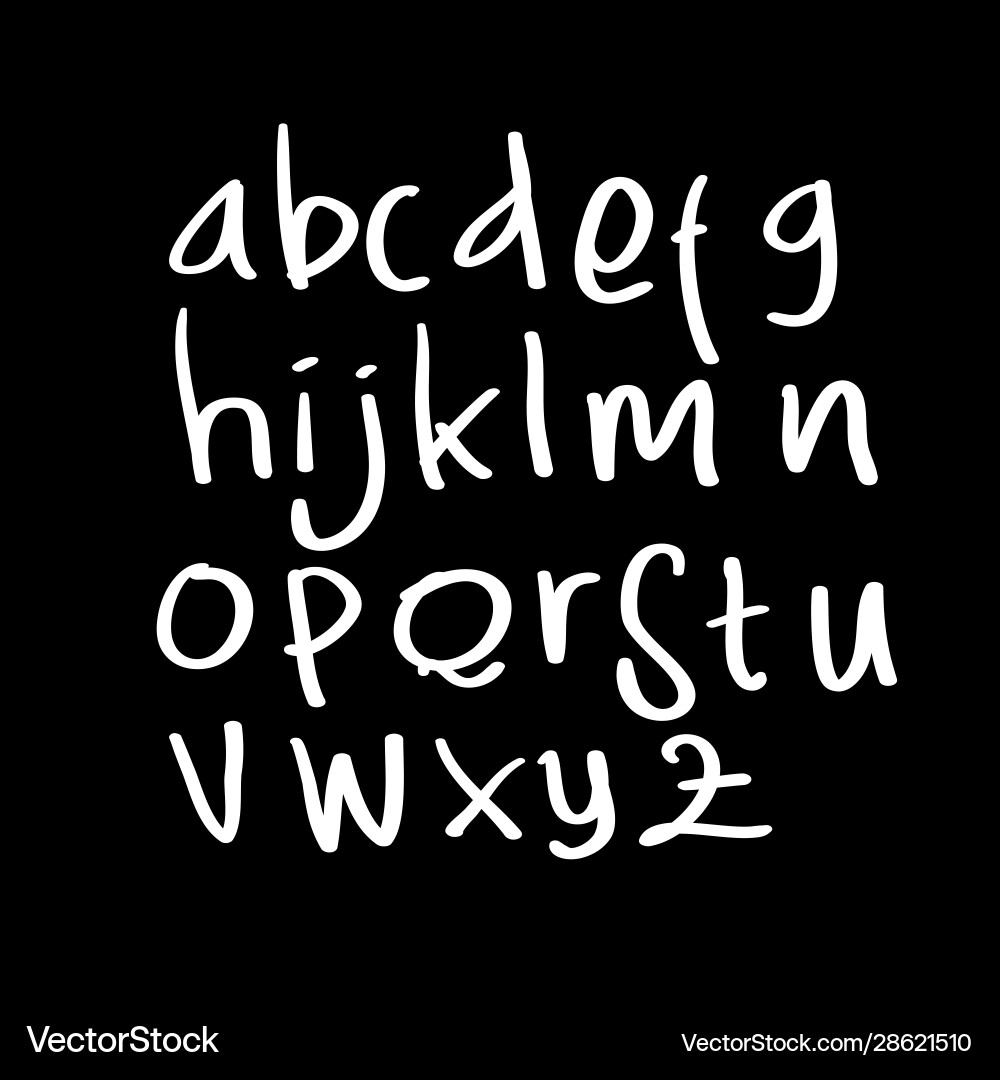 Handwritten brush script black and white english Handwritten brush script black and white english Vector Image