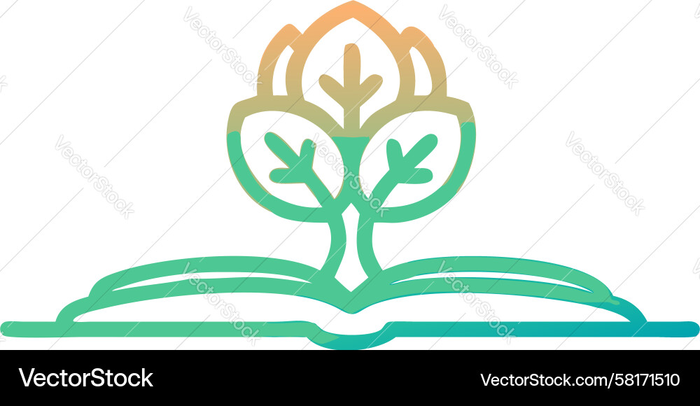 Knowledge Tree - Open Book Symbol Vector Image