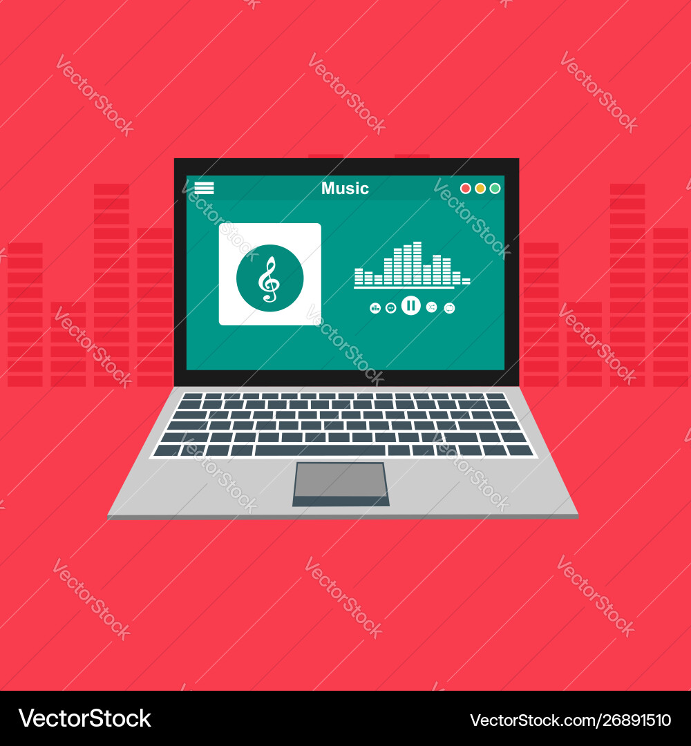 Media player application app template with flat Media player application app template with flat Vector Image