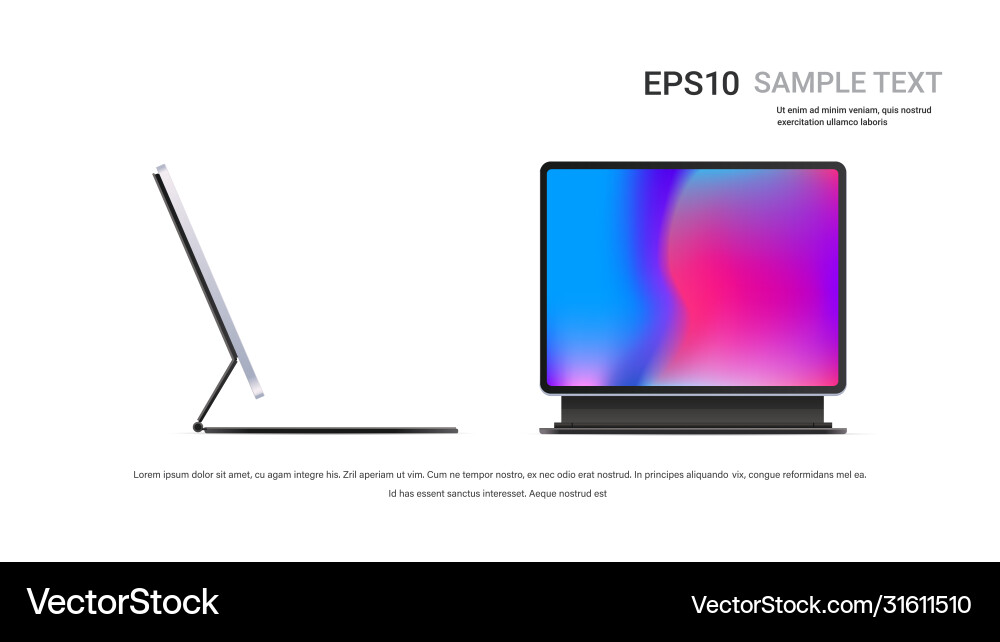 Modern tablet computer with keyboard and colored Modern tablet computer with keyboard and colored vector image