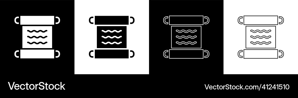 Set ancient papyrus scroll icon isolated on black Vector Image