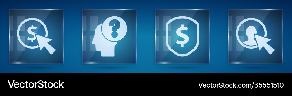 Set cursor and coin human head with question mark Vector Image