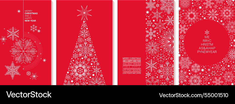 Set of five christmas greeting cards templates Set of five christmas greeting cards templates vector image