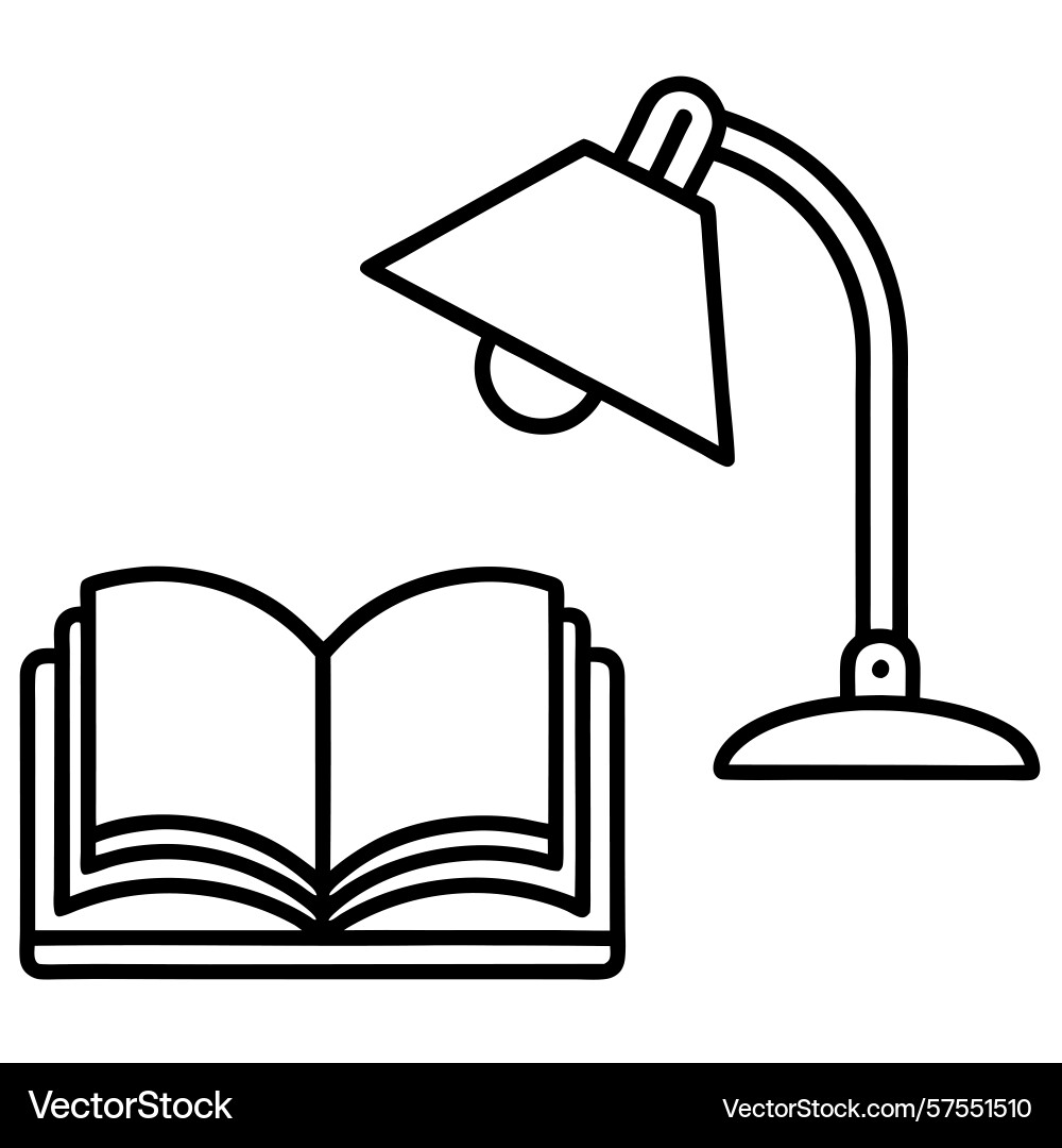 Simple of a book open under desk lamp isolated vector image