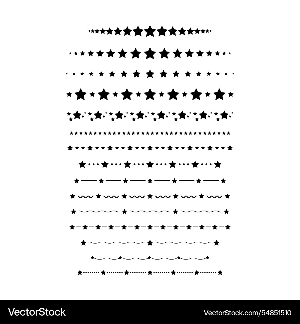 Star divider border frame horizontal line shape Star divider border frame horizontal line shape vector image
