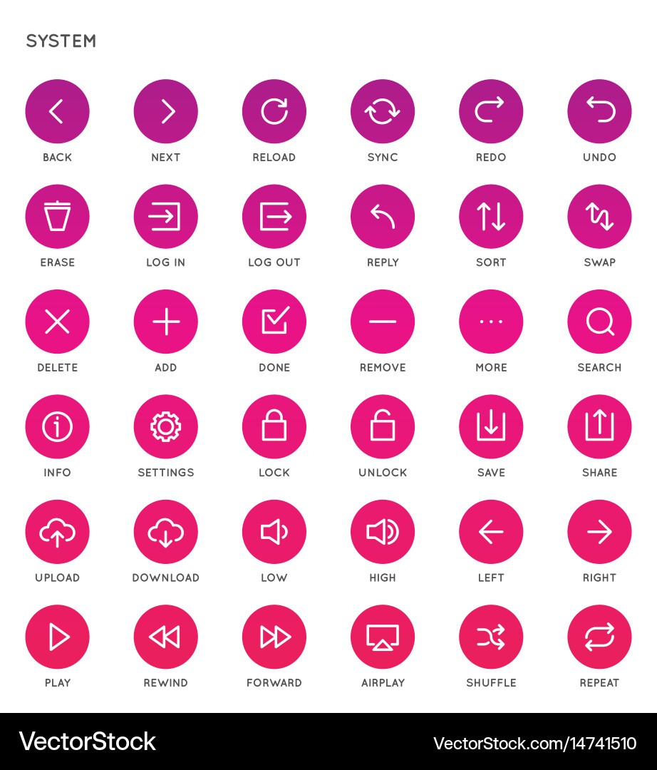 System UI Icon Set - Minimal Icons Vector Image