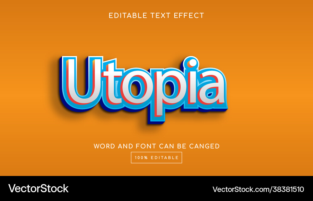 Utopia 3D Text Effect vector image