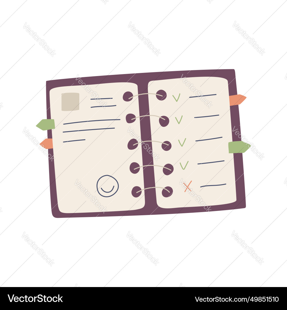 Wirebound notebook diary with notes stickers Wirebound notebook diary with notes stickers vector image