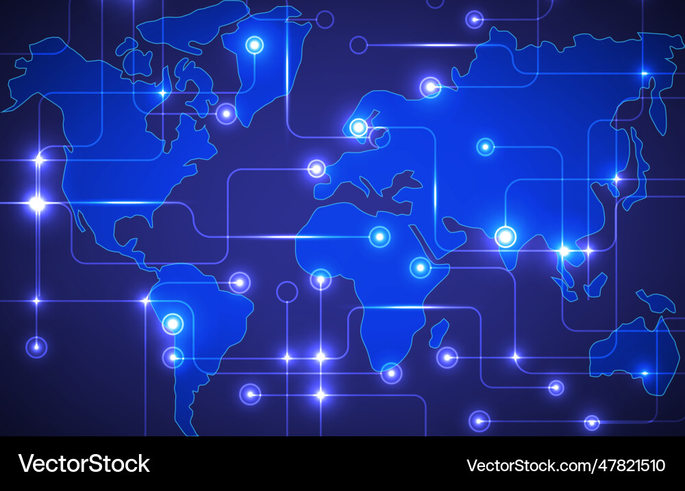 World map background with circuit Vector Image