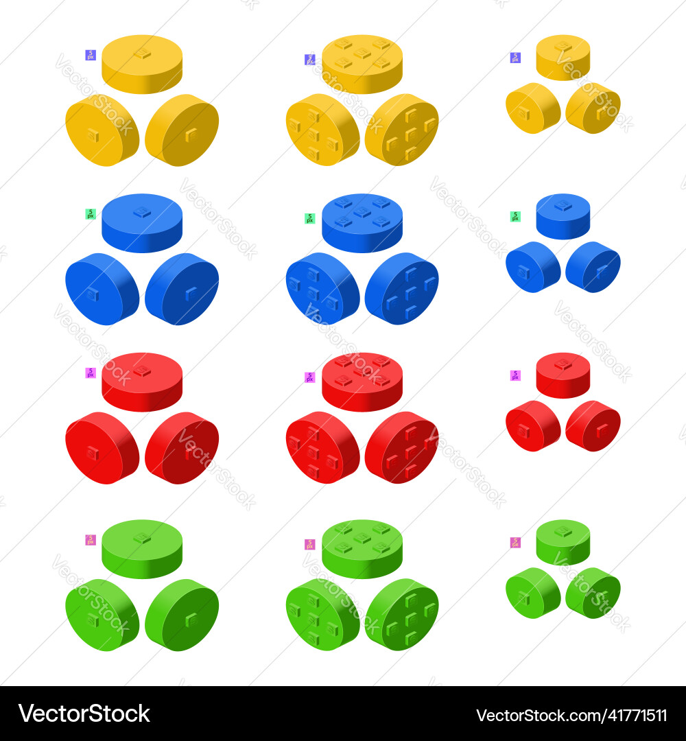 3d set of colored constructor kit in isometry 3d set of colored constructor kit in isometry vector image