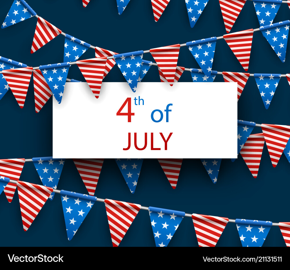 4th july background with flags Vector Image