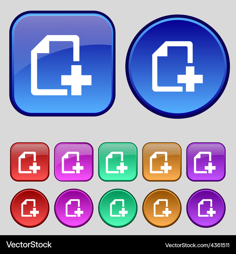 Add file document icon sign a set of twelve Vector Image