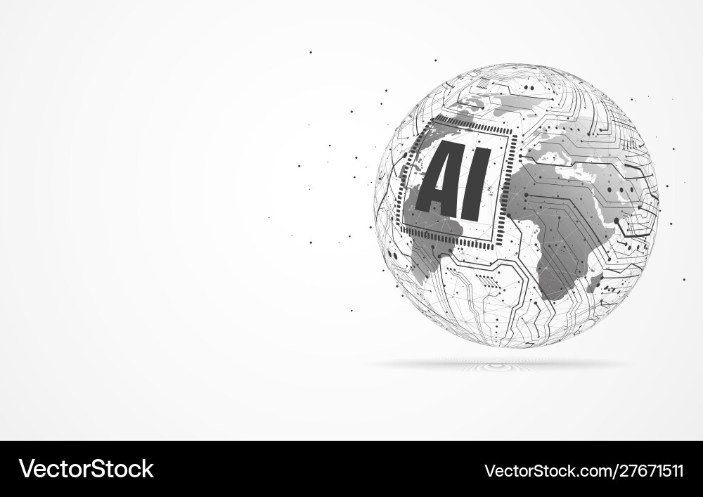 Artificial intelligence global network connection Artificial intelligence global network connection vector image