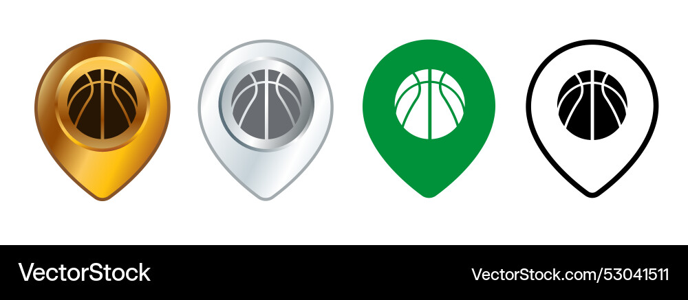 Basketball pin location map address pointer mark Vector Image