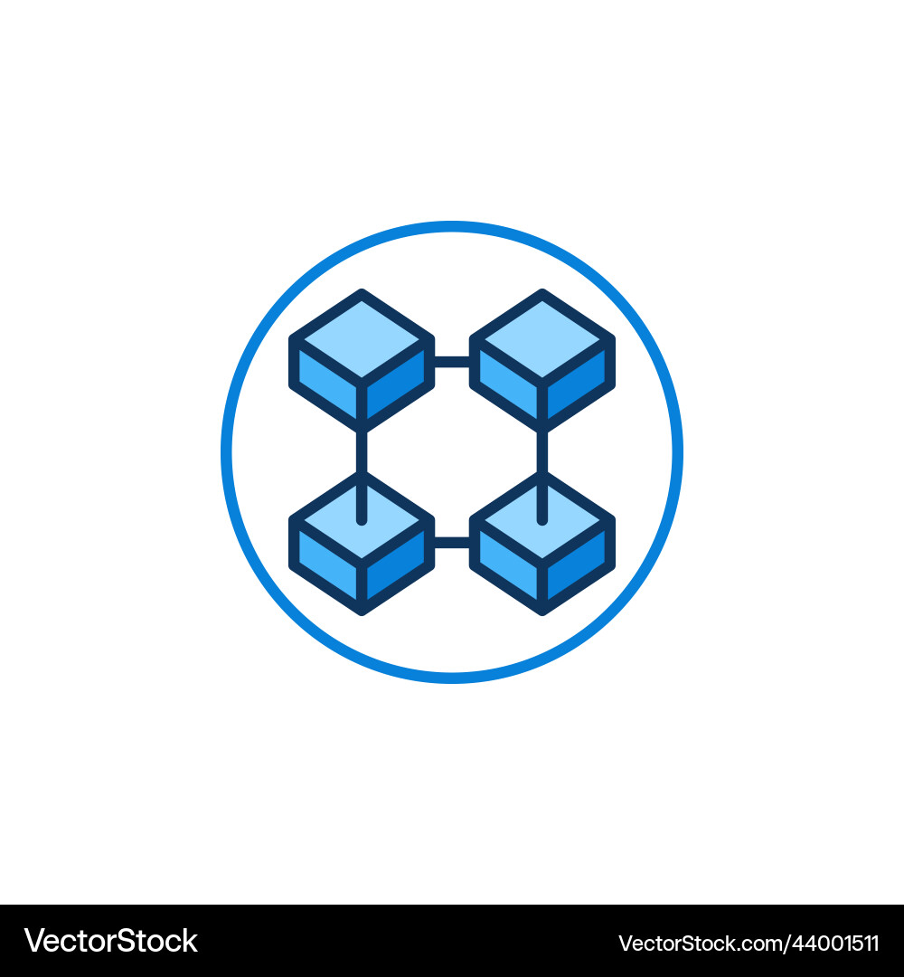 Circle with four connected blocks icon blockchain Circle with four connected blocks icon blockchain vector image